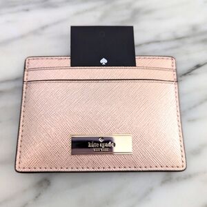 NWT Kate Spade Limited Edition Kenzie Saffia Cardholder Metallic Rose Gold